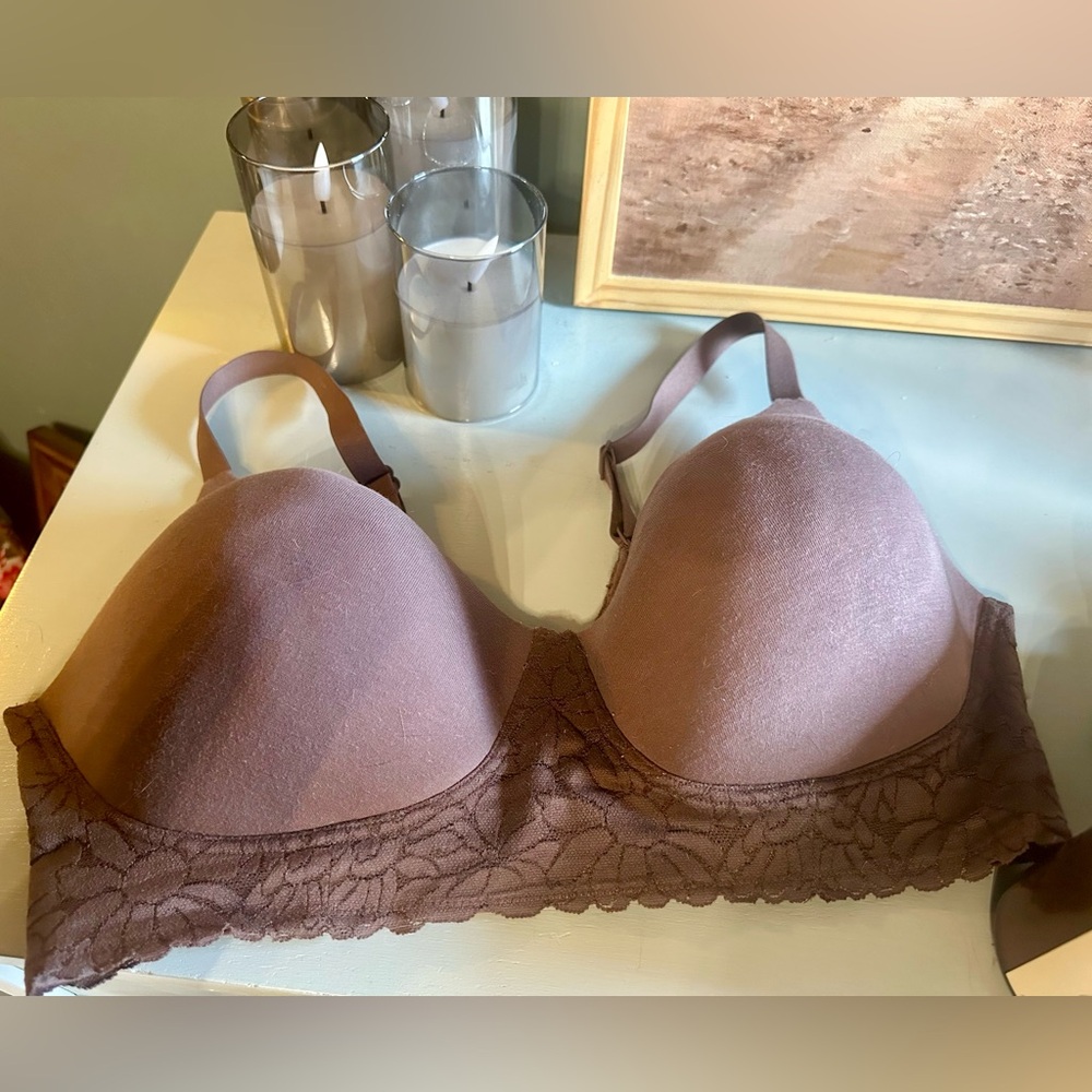Aerie Purple Lace Trim Wireless T-Shirt Bra 38DD